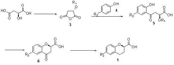 Synthesis method of (R) or (S)-6-fluoro-3,4-dihydro-2H-1-benzopyran-2-carboxylic acid