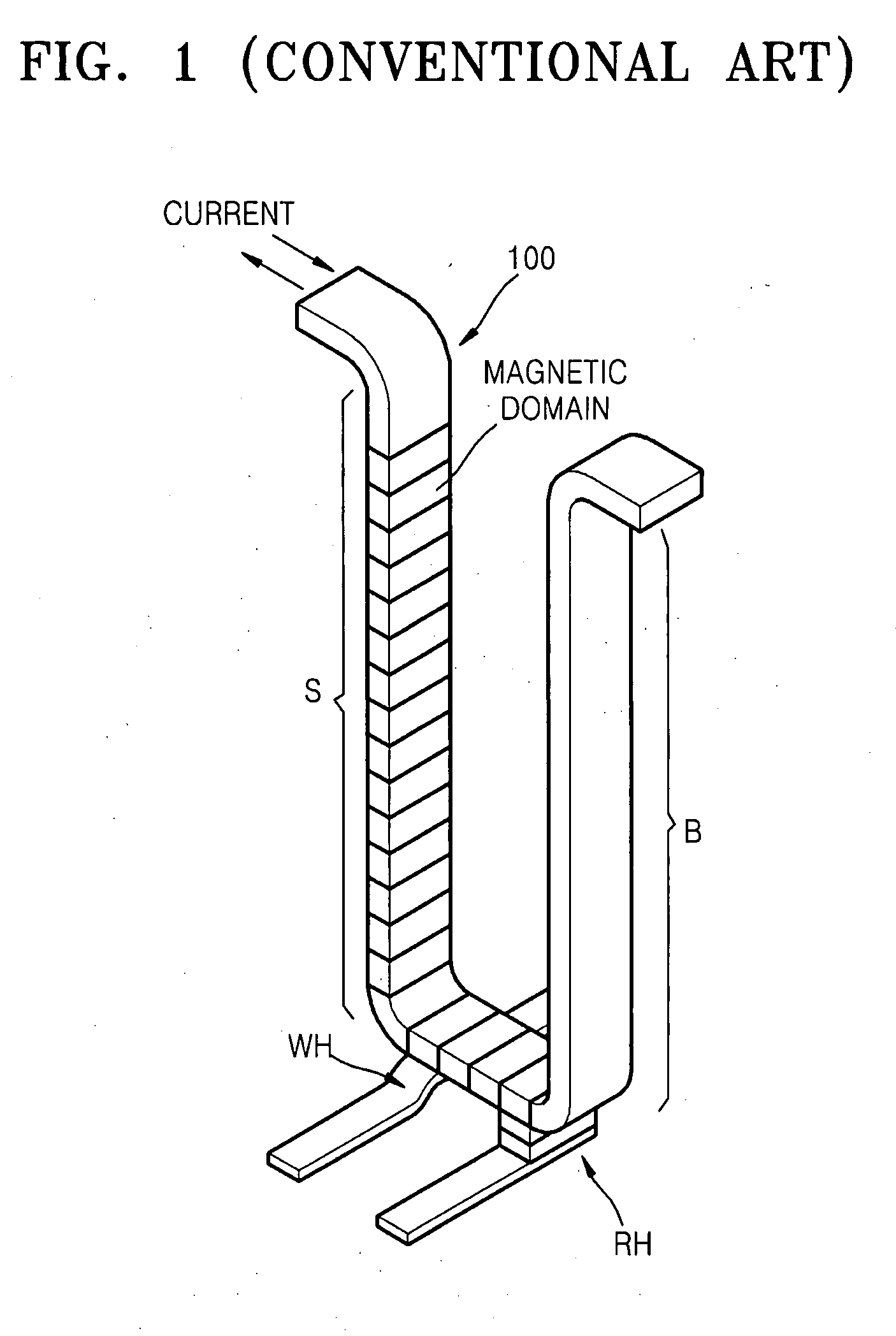 Data storage device using magnetic domain wall movement and method of operating the data storage device