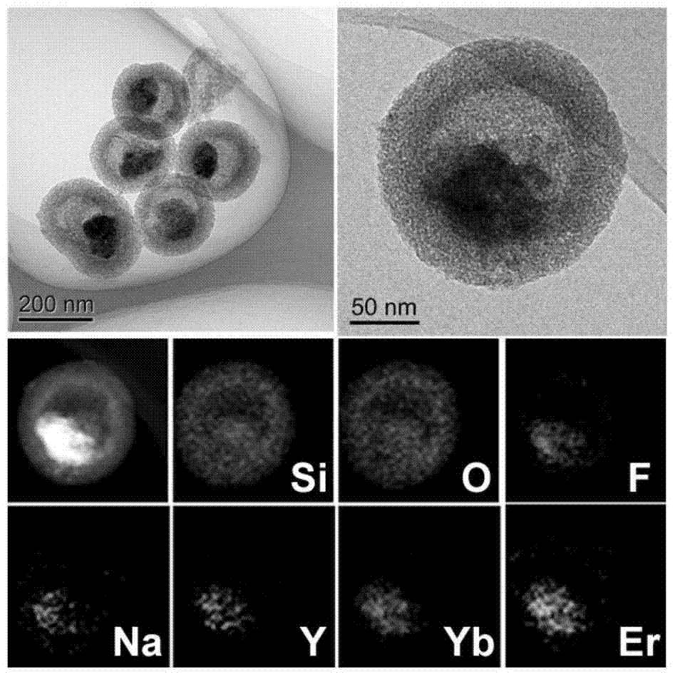 A hollow core-shell structure rare earth up-conversion luminescent nanosphere and its preparation method and application