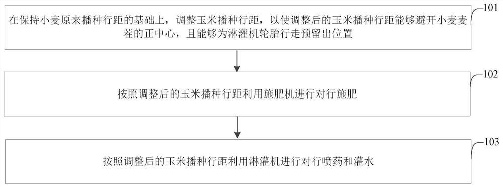 An integrated method for sowing, fertilizing and spraying pesticides in two crop rotations of wheat and corn