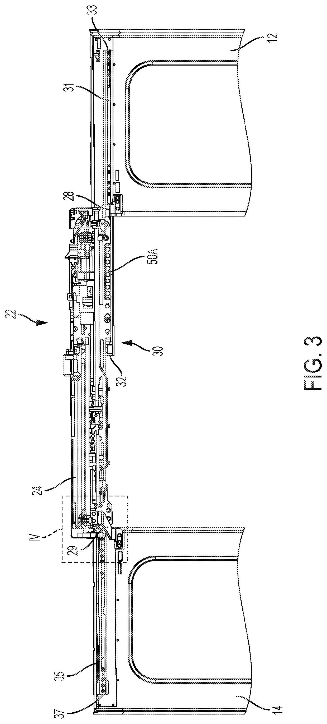 Secondary retention device for bi-parting doors