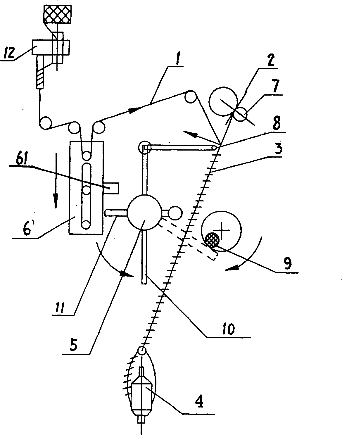 Striking off device of magnetism stick in thread spinning