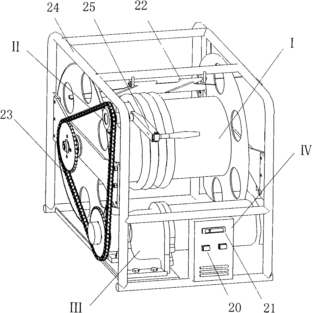 Chain driving type cable winding device with self-protection function