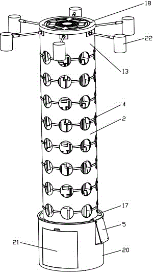 Cylindrical movable air purifying plant wall