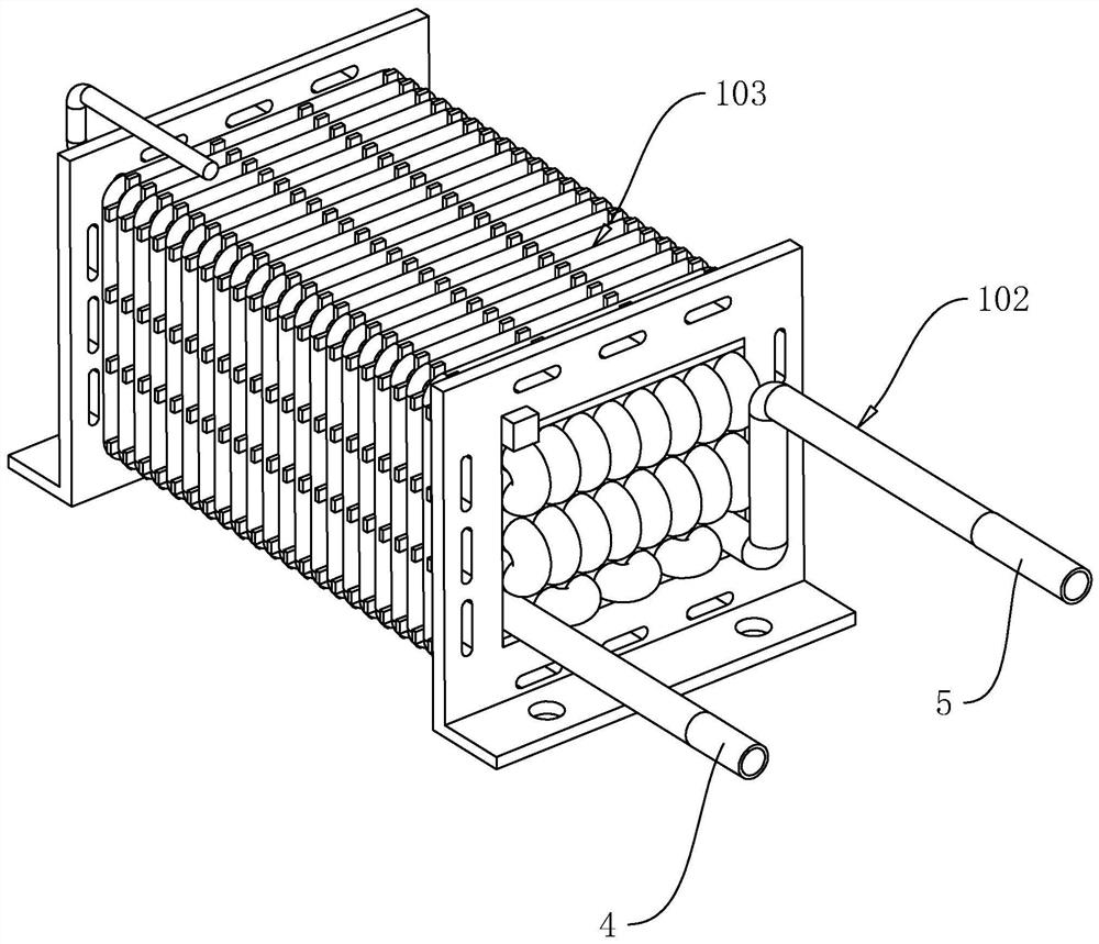 Multi-stage continuous heating device, heating method and household appliances using the device