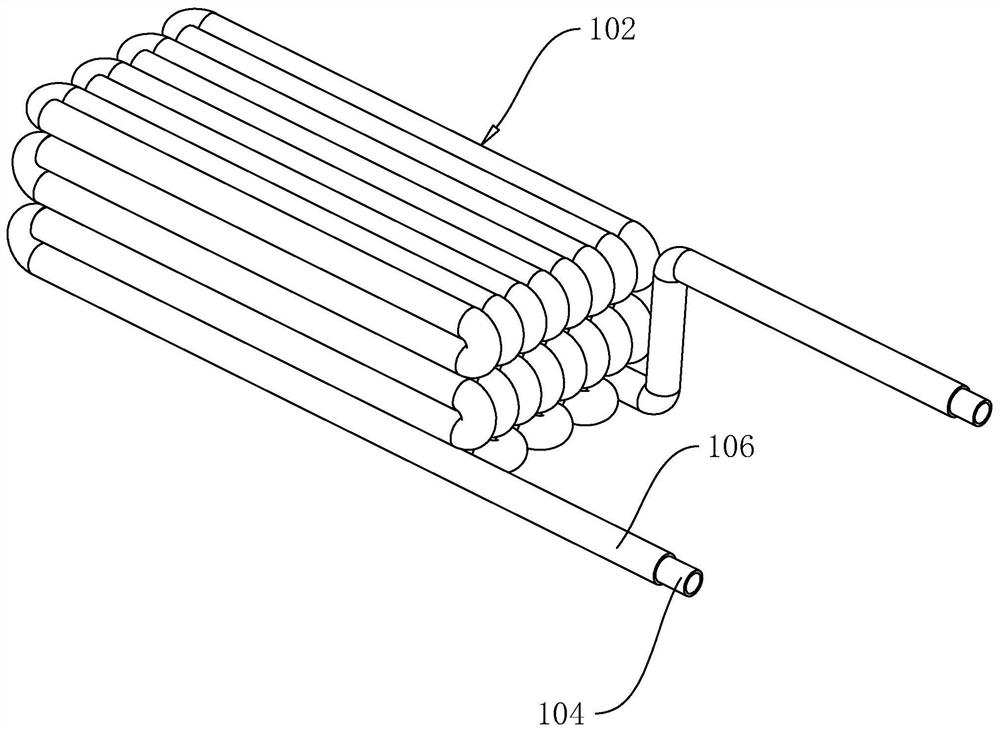 Multi-stage continuous heating device, heating method and household appliances using the device