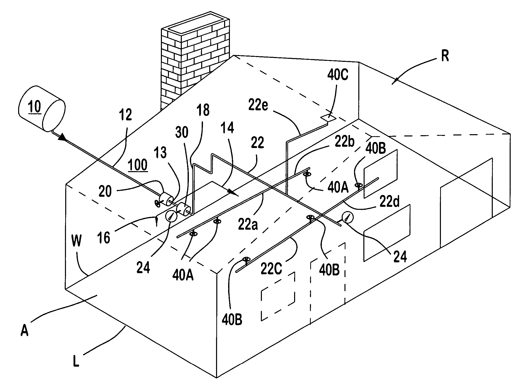 Residential dry sprinkler design method and system with wet main pipe and fire resistant plastic dry branch pipes