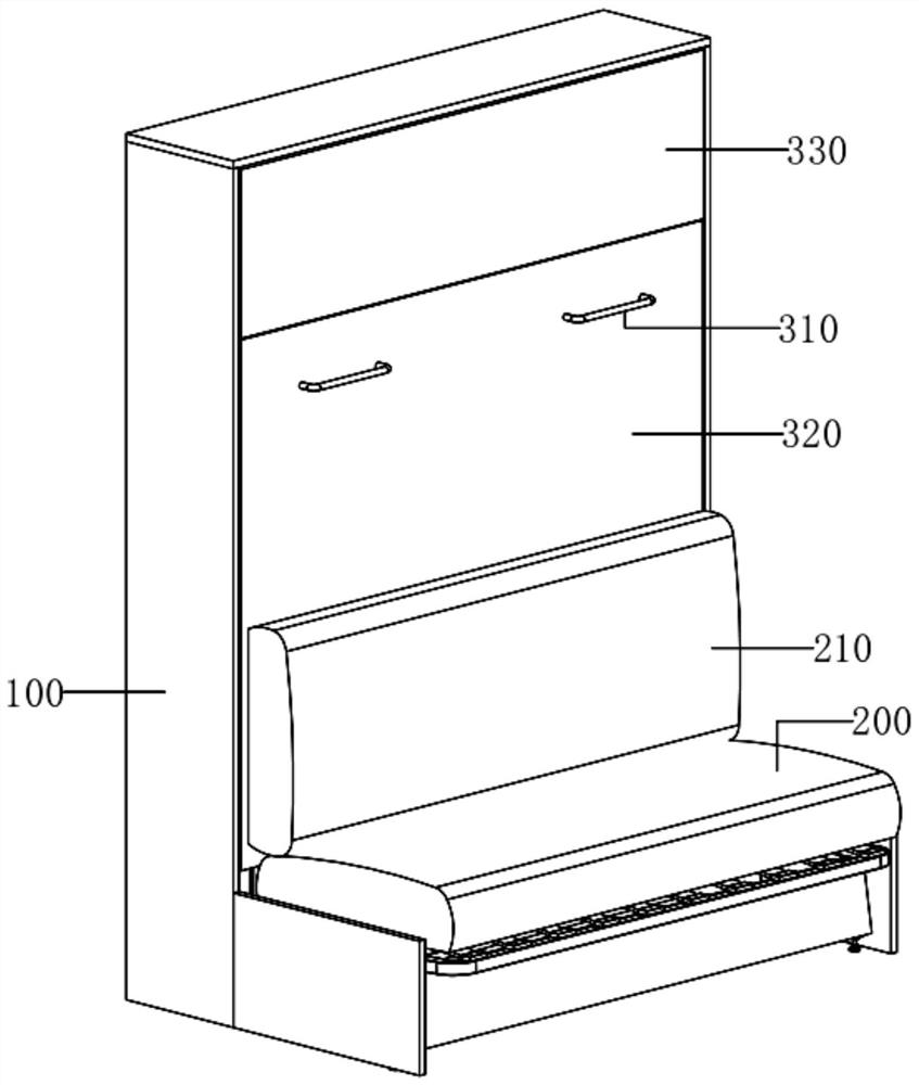 Folding wall bed with sofa