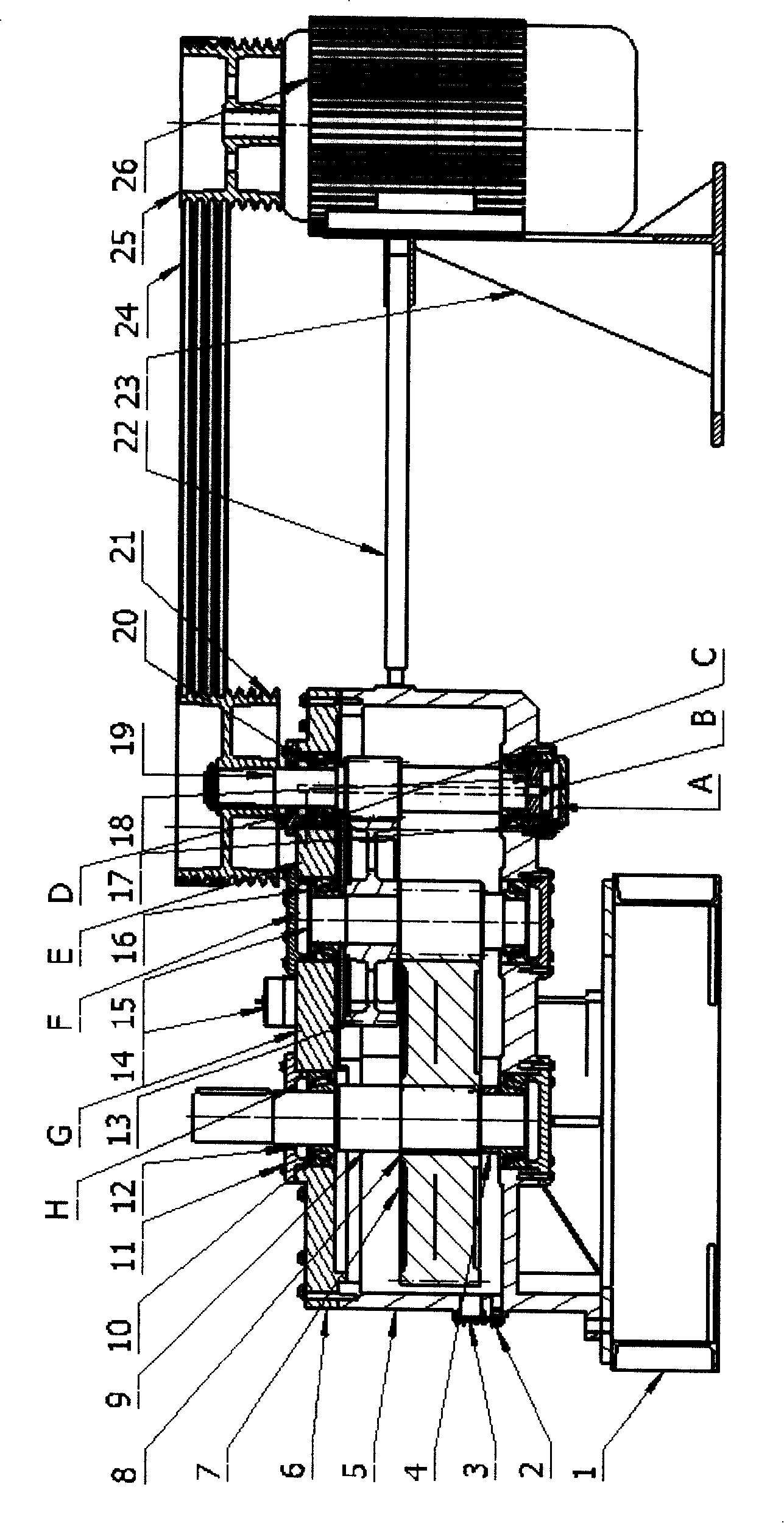 Main unit transmission device for ultra-fine pendulum powder mill