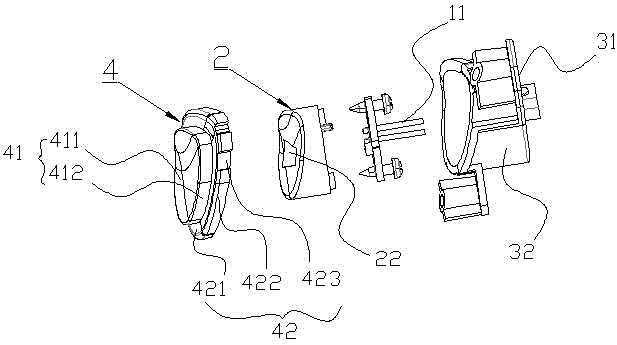 Fixing structure for fixing down lamp in shell of car rearview mirror