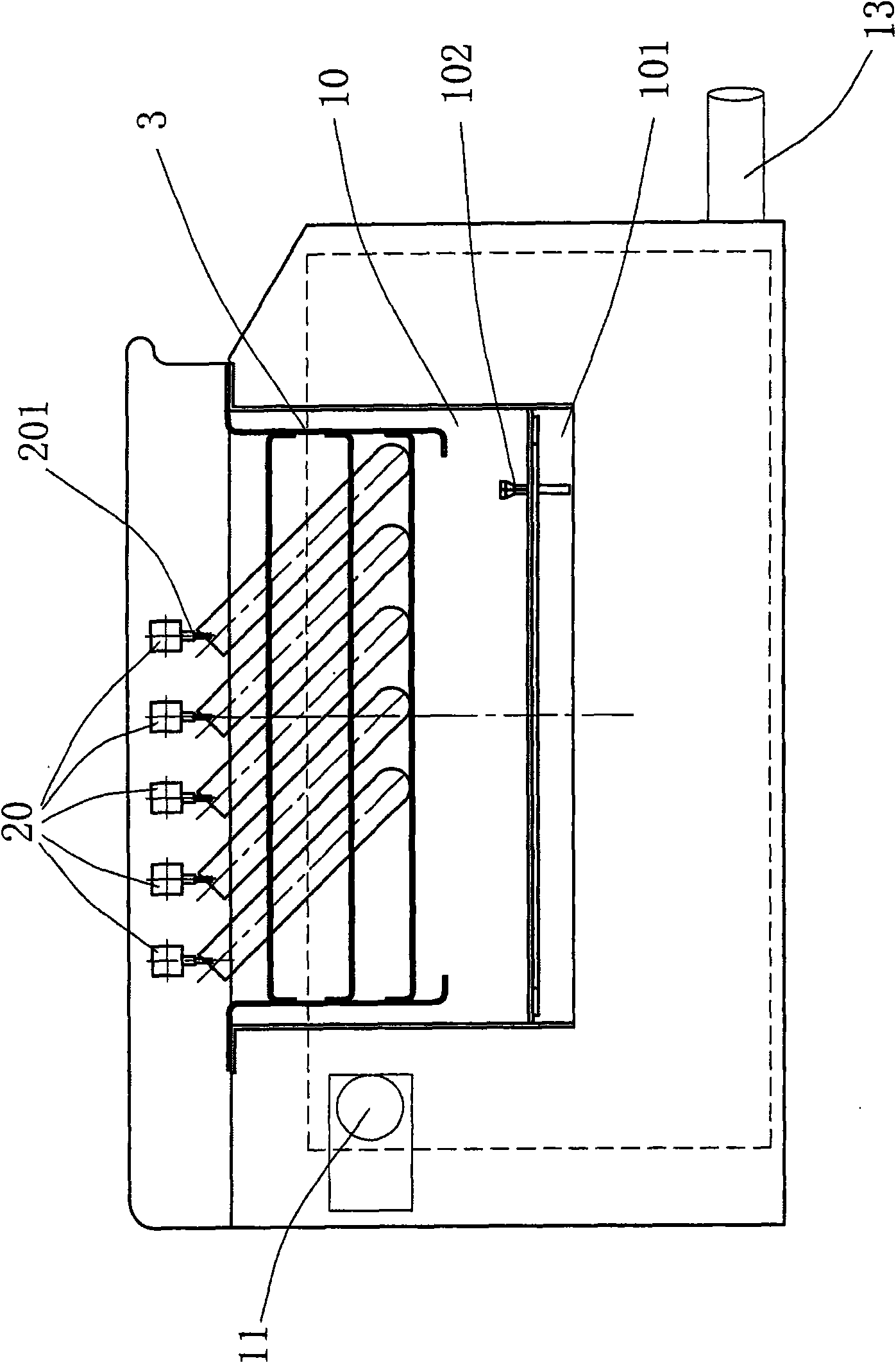Container tilting concentrator