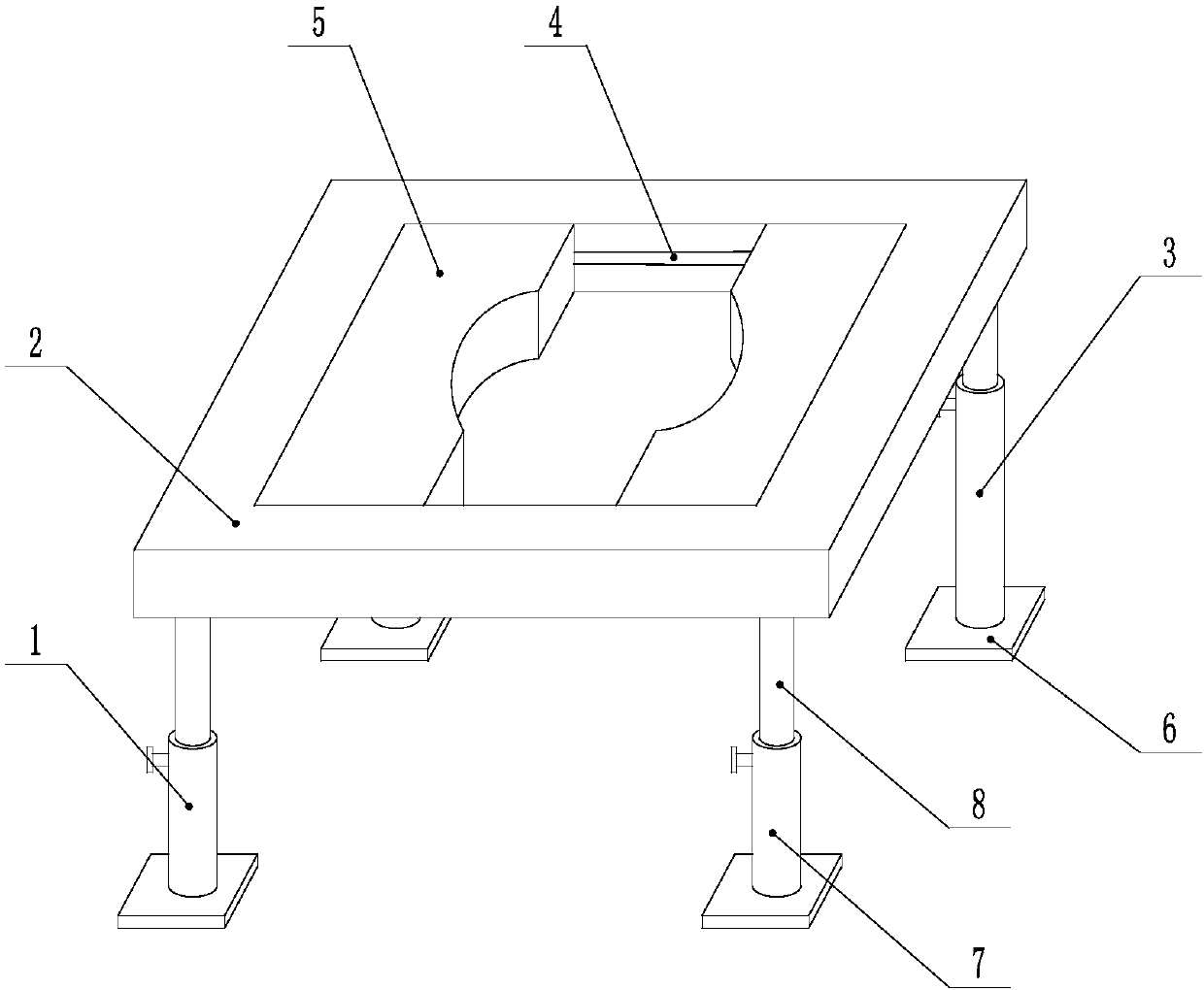 Support device applicable to office table tops