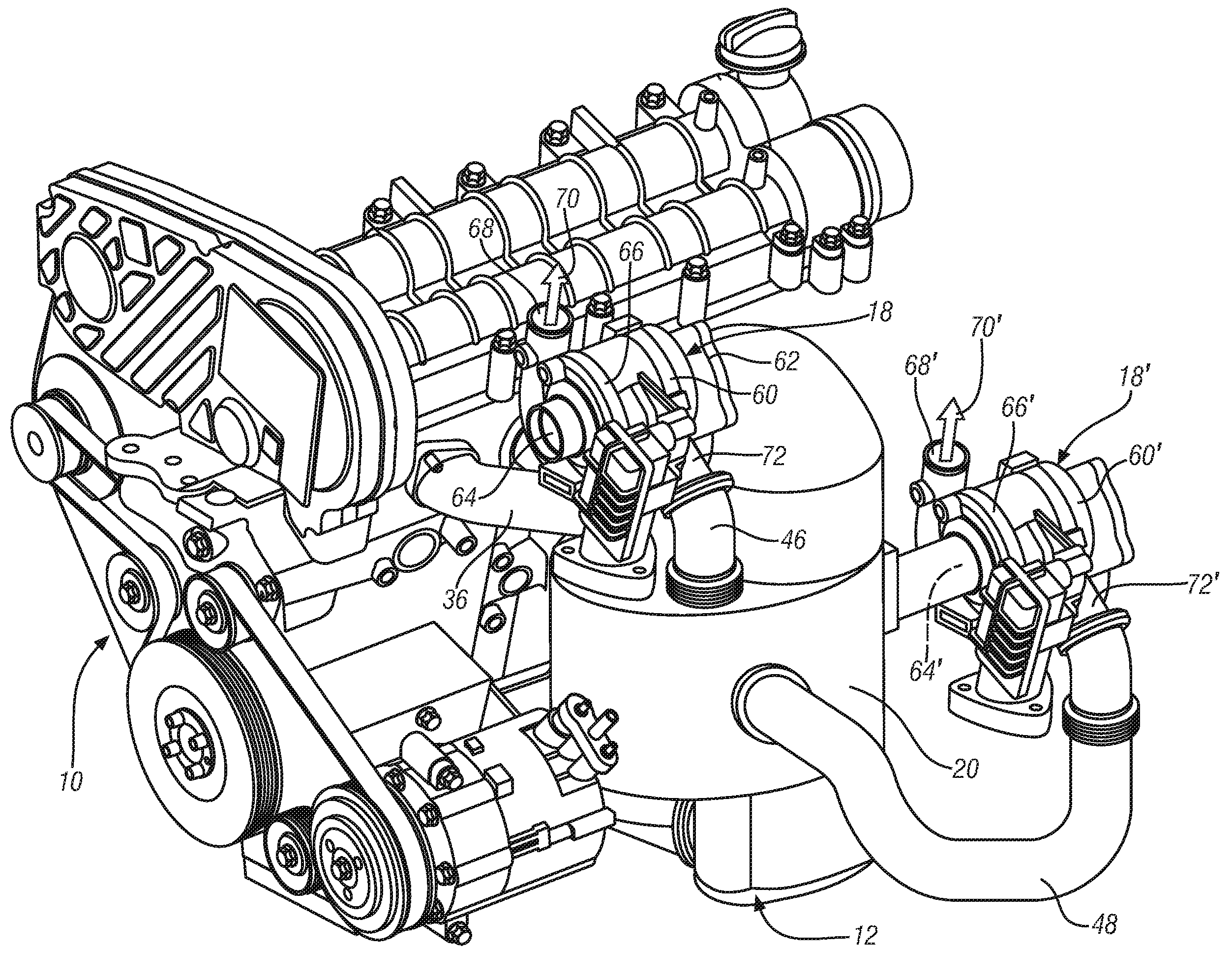 Closely coupled exhaust aftertreatment system for an internal combustion engine having twin turbochargers
