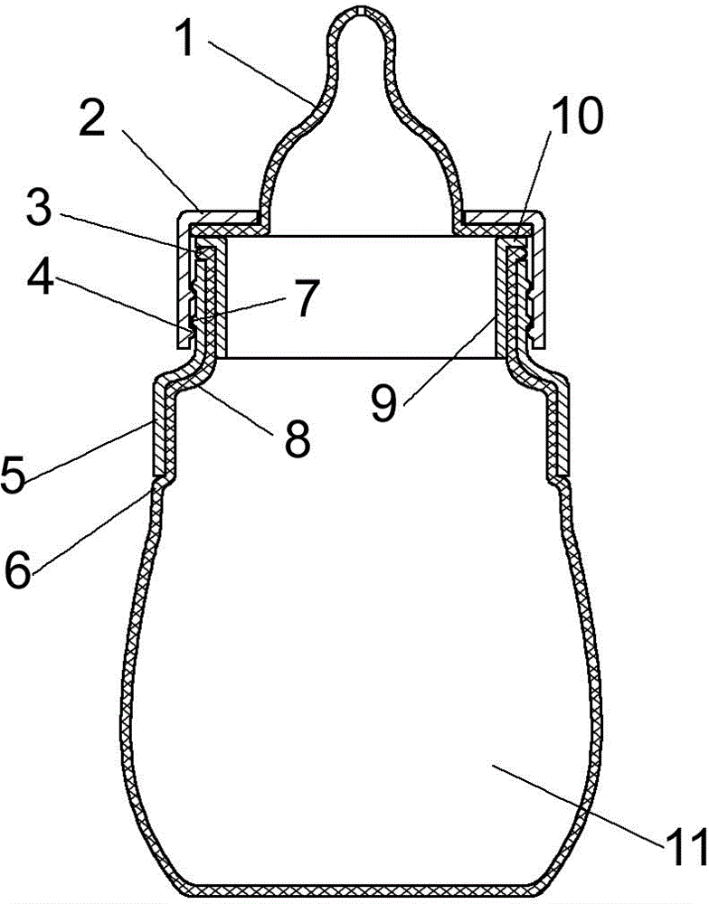 Mounting structure suitable for silica gel milk bottle