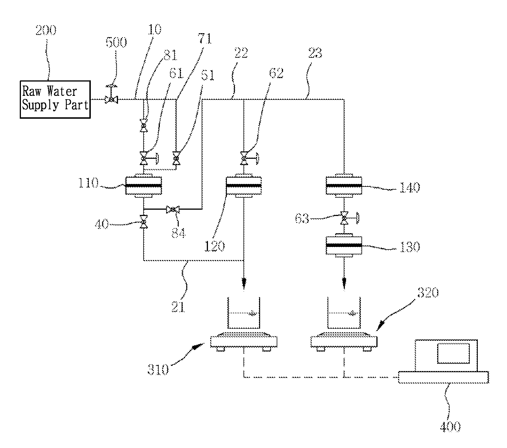 Device for measuring pollution index of filtration membrane