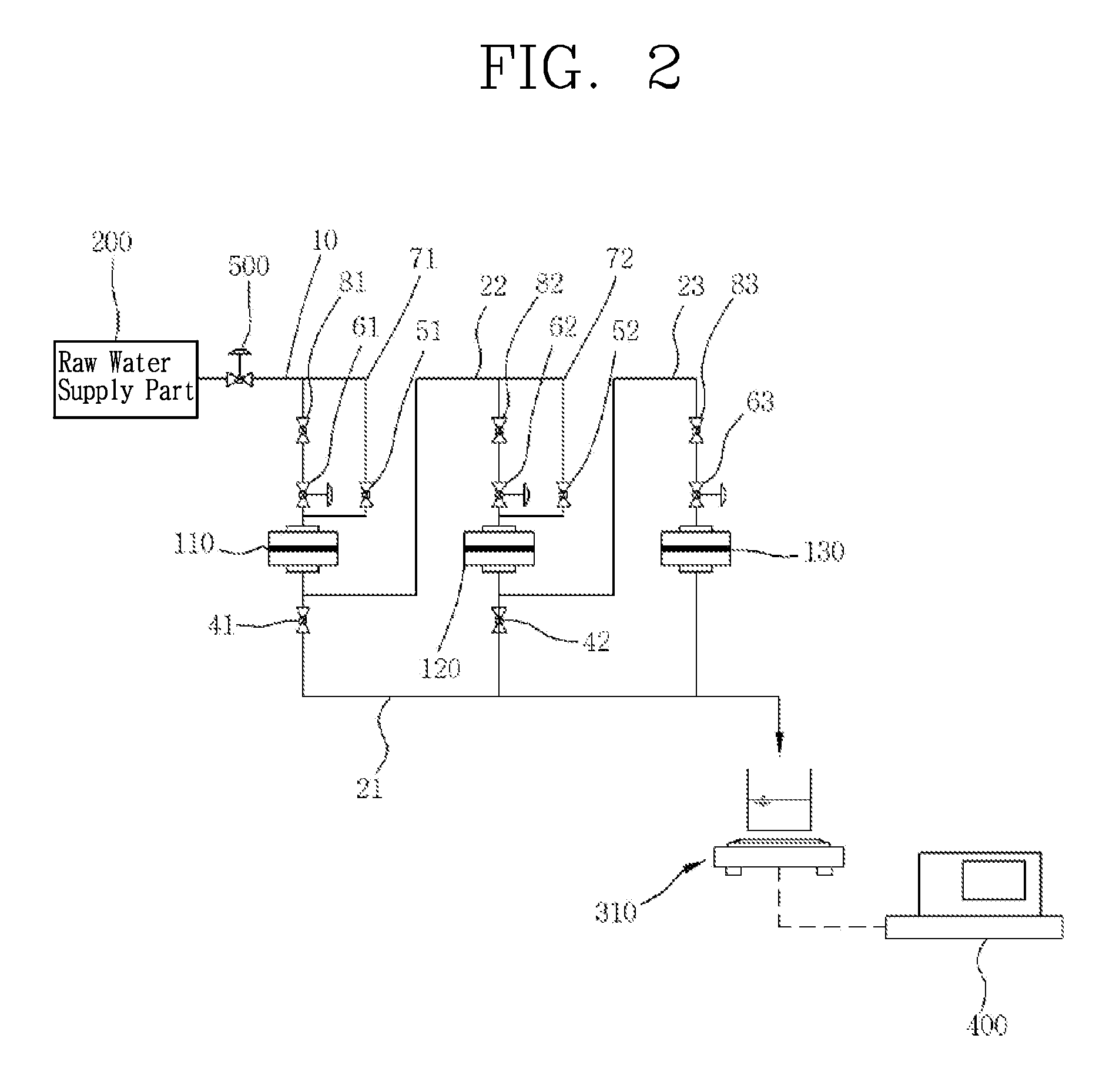 Device for measuring pollution index of filtration membrane