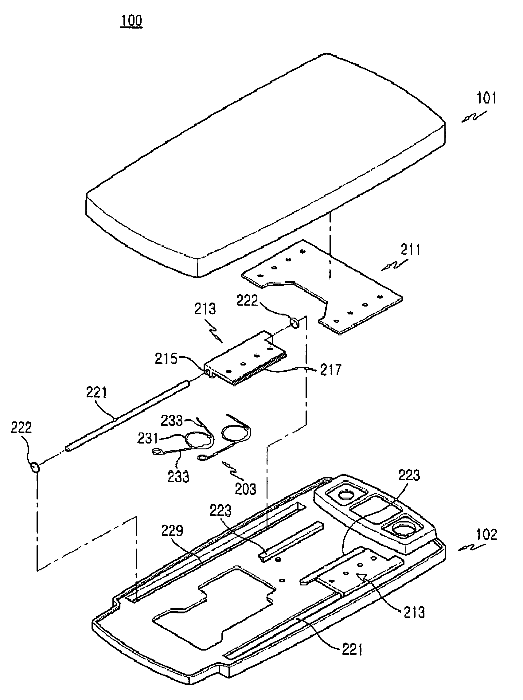 Sliding module for portable terminal