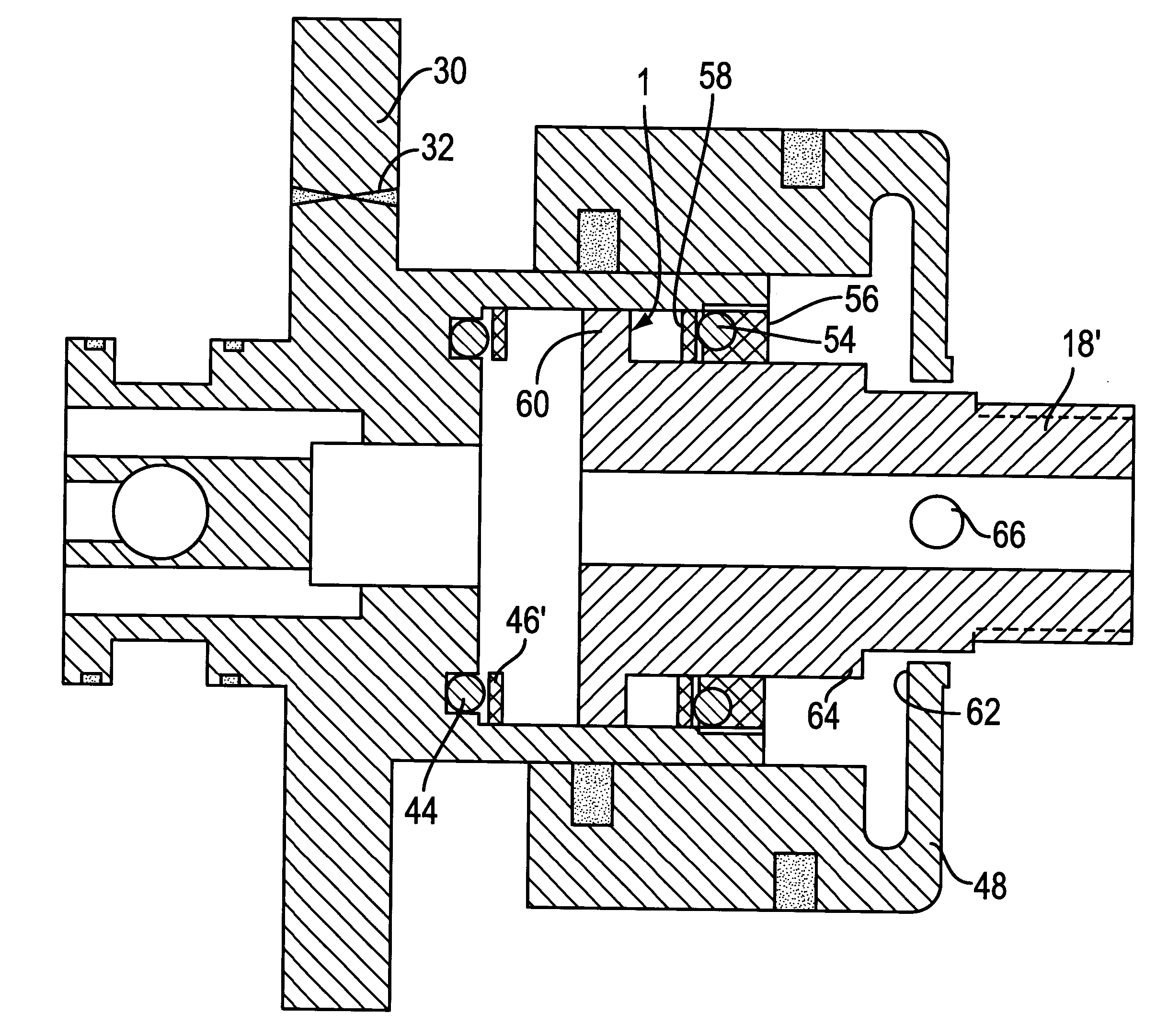 Reduced vibration cooling device having pneumatically-driven GM type displacer