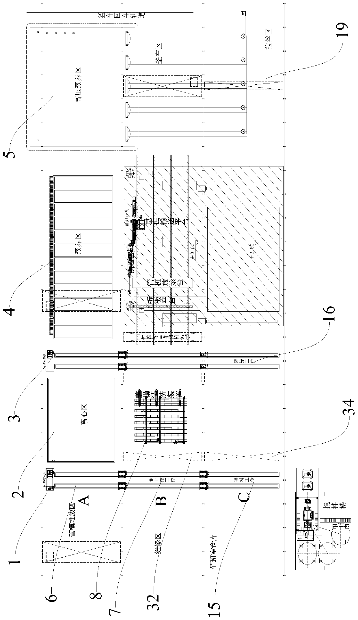 Concrete pipe pile automatic production line