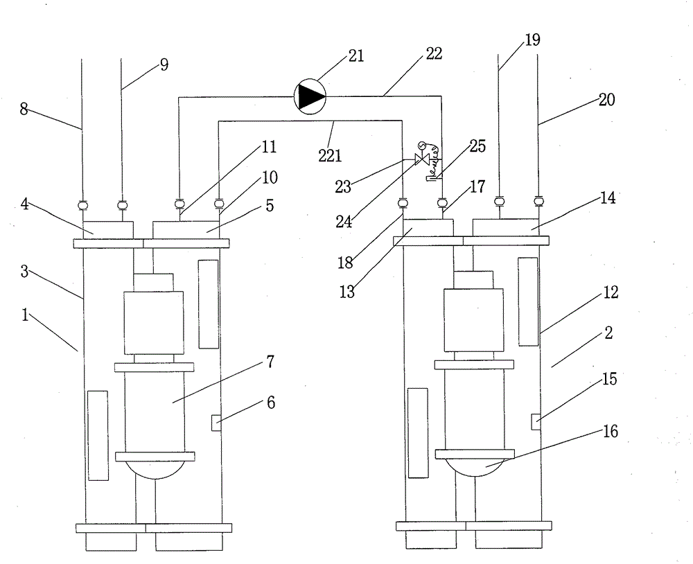 Combined heating device of water source heat pump unit