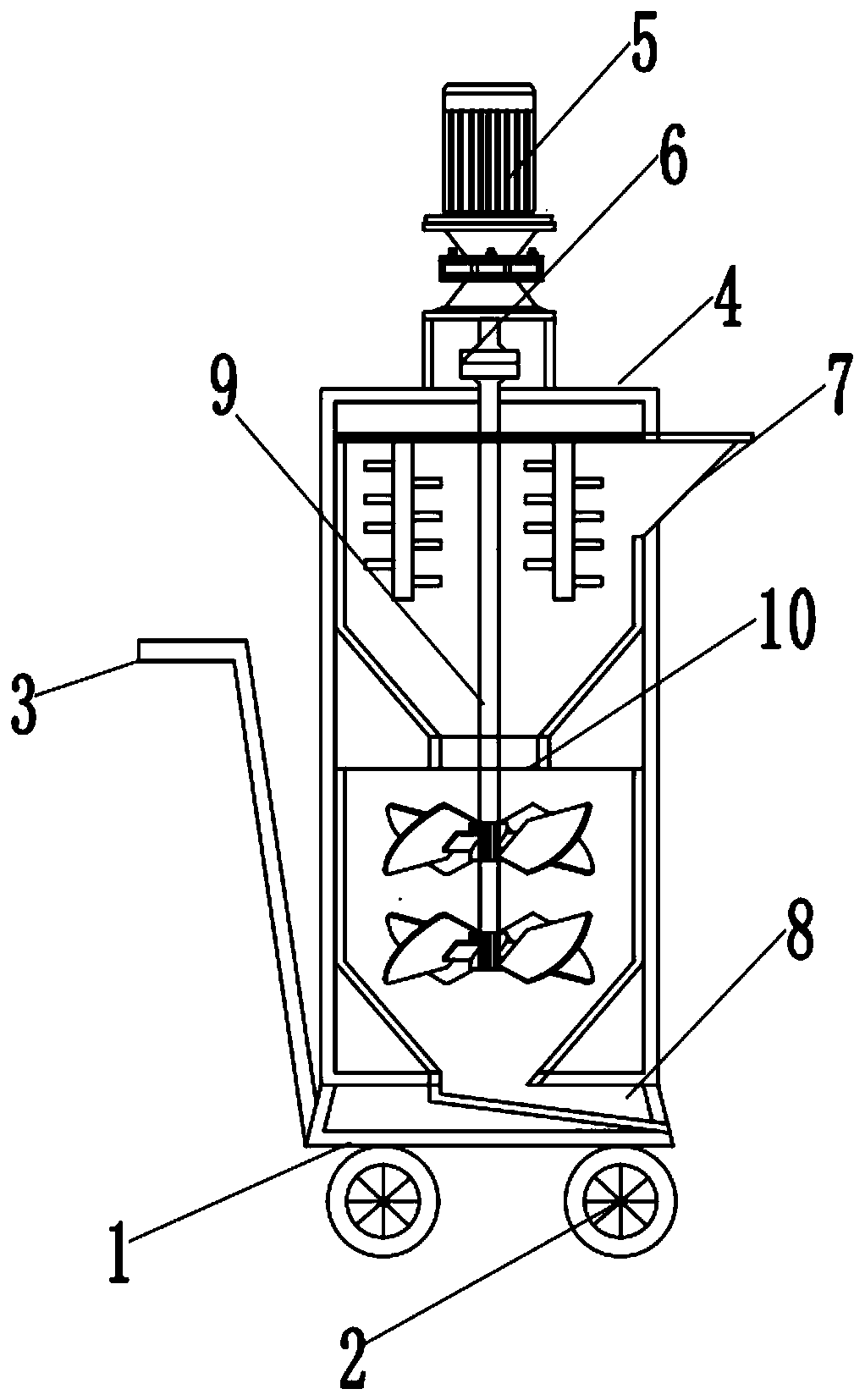 Quantitative-proportioning colored concrete stirring device