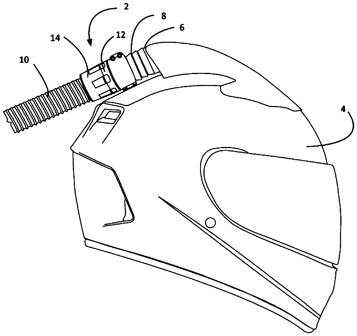 Magnetic hose coupling for helmet forced air hose