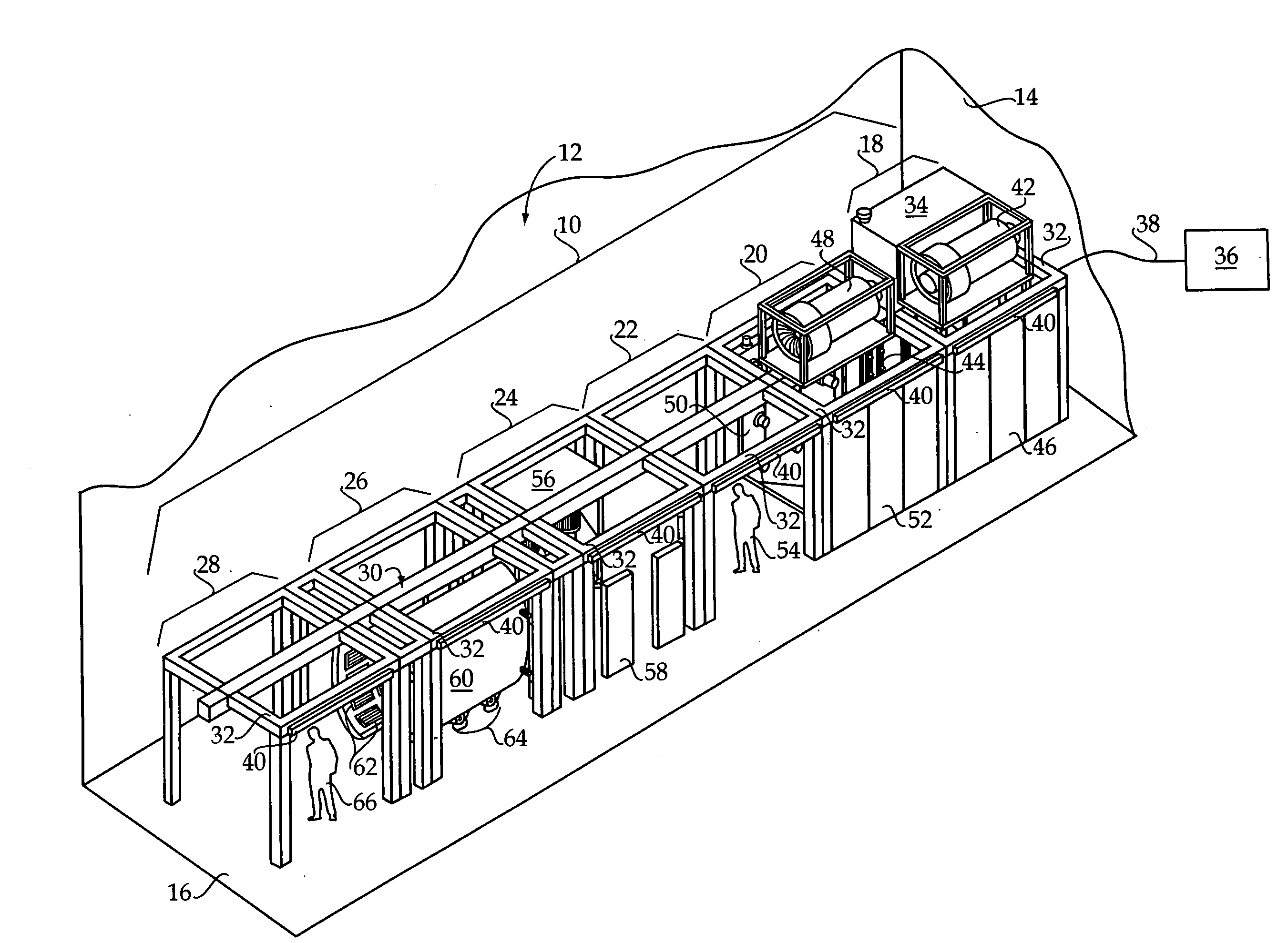 Modular manufacturing line including a buffer and methods of operation therefor