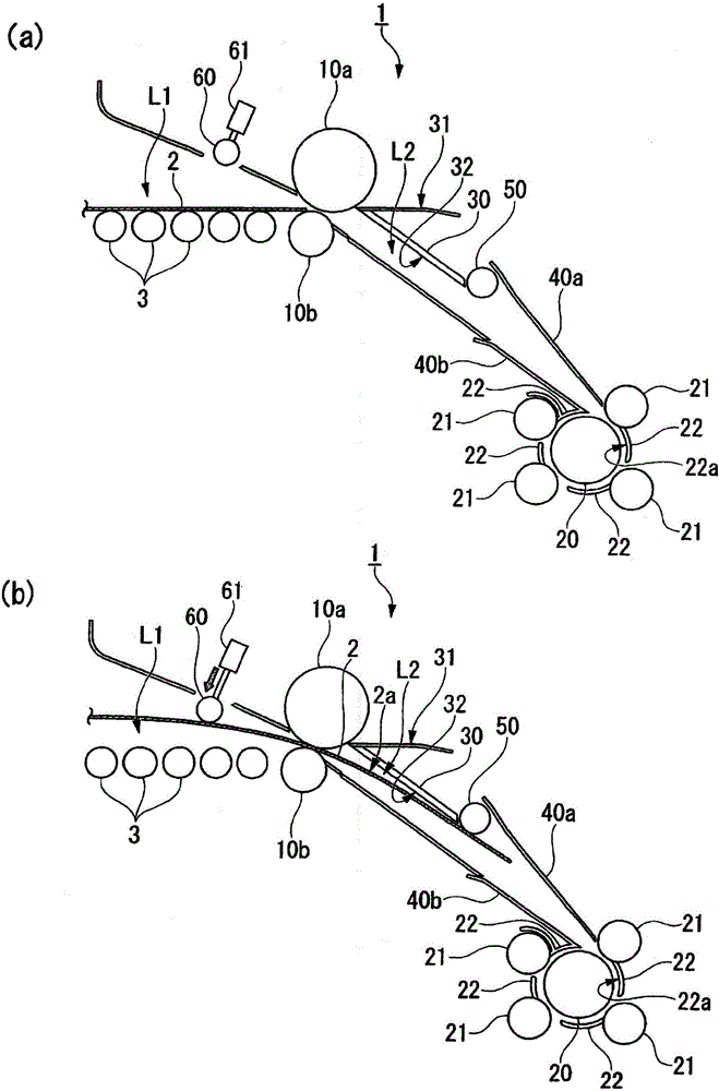 Coiler device provided with chute roller