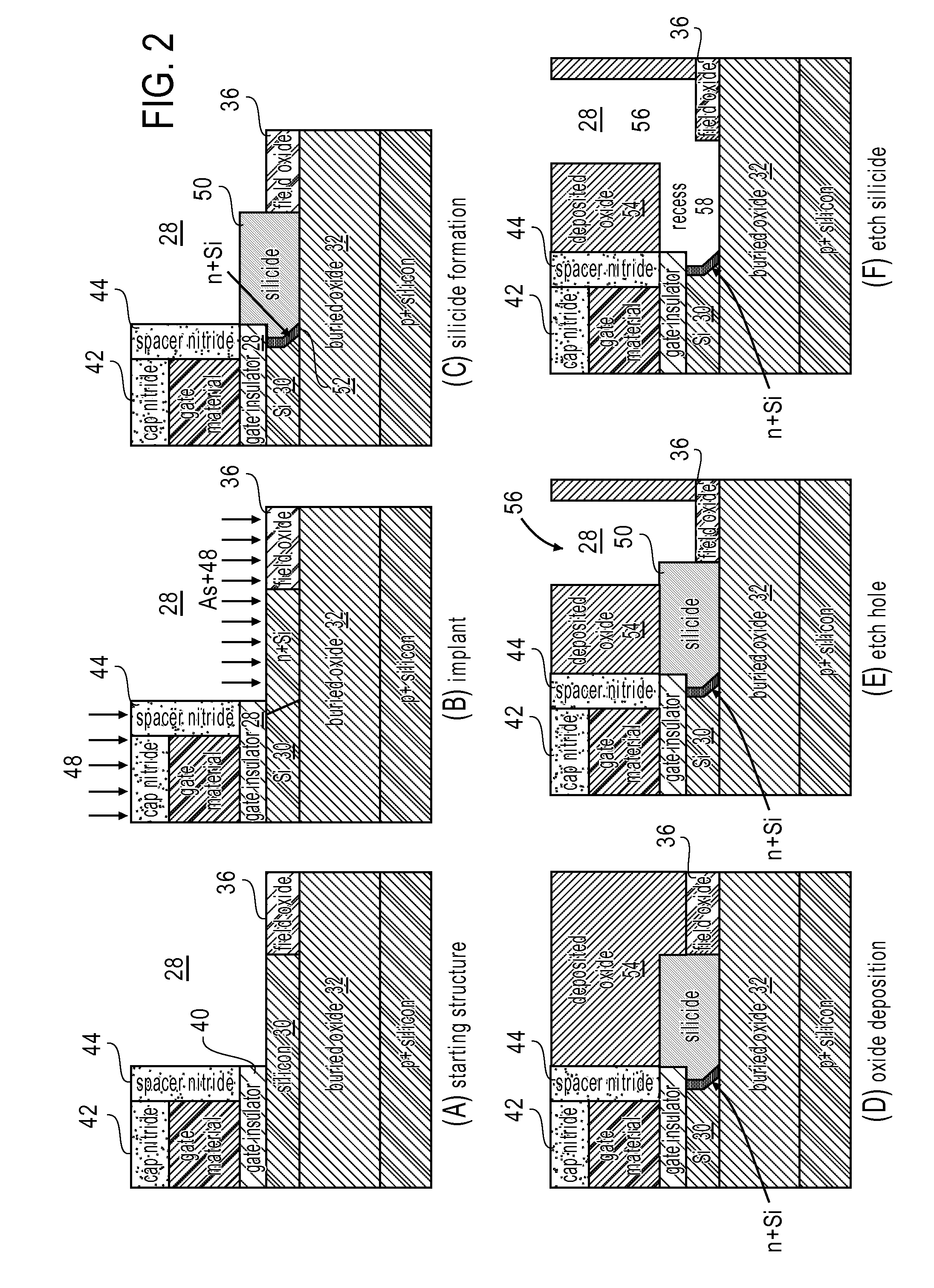 Process for fabricating a field-effect transistor with doping segregation used in source and/or drain