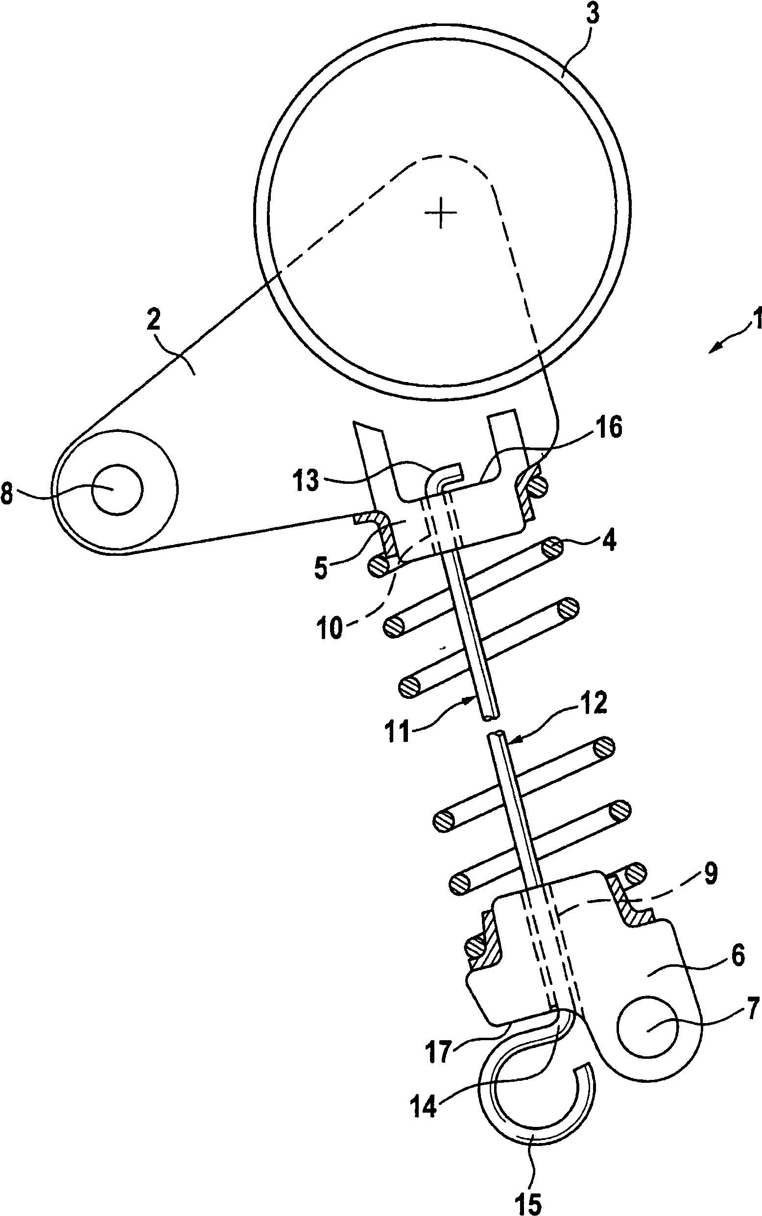 Tensioning device for a traction mechanism, in particular a belt or a chain