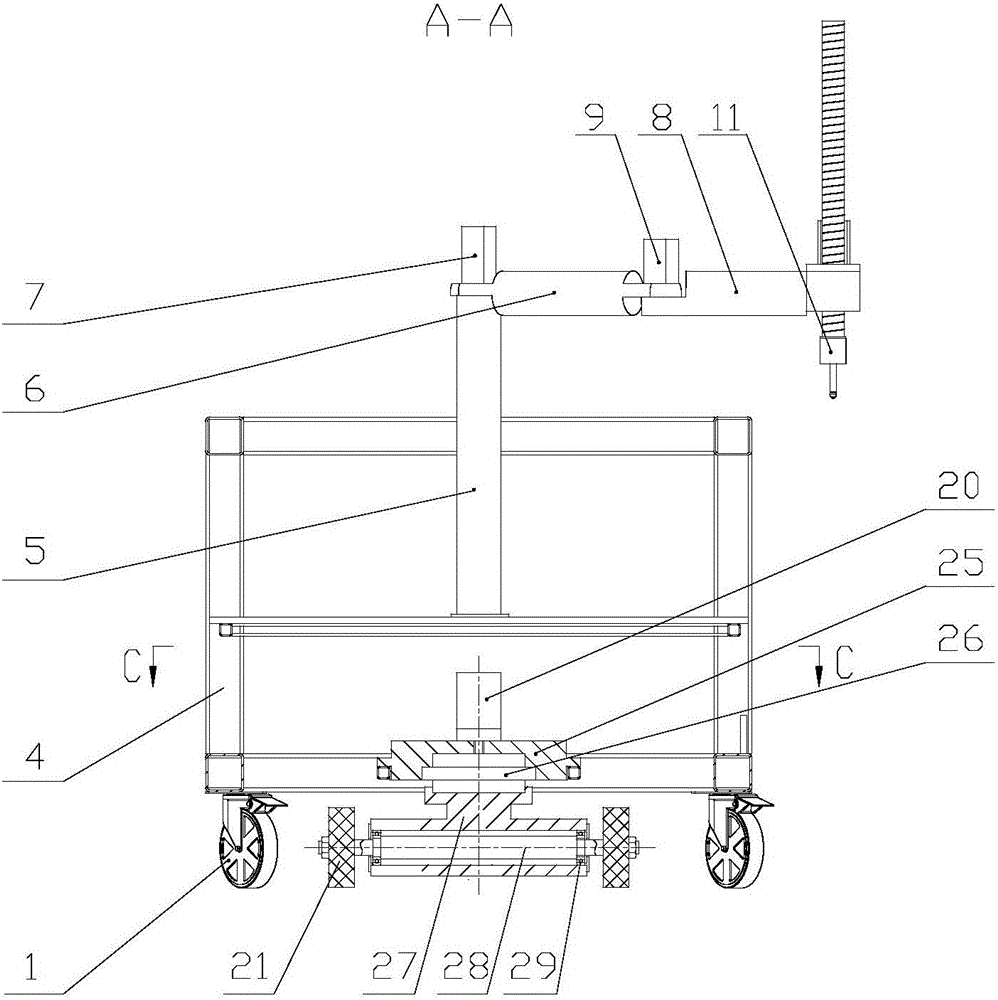 Material carrying mechanical arm structure and moving type kitchen carrying robot with material carrying mechanical arm structure