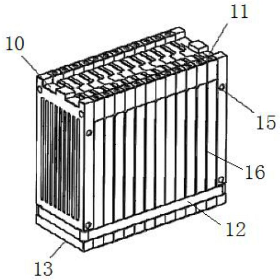 Split mounting type soft package lithium ion battery module based on water-cooling heat dissipation