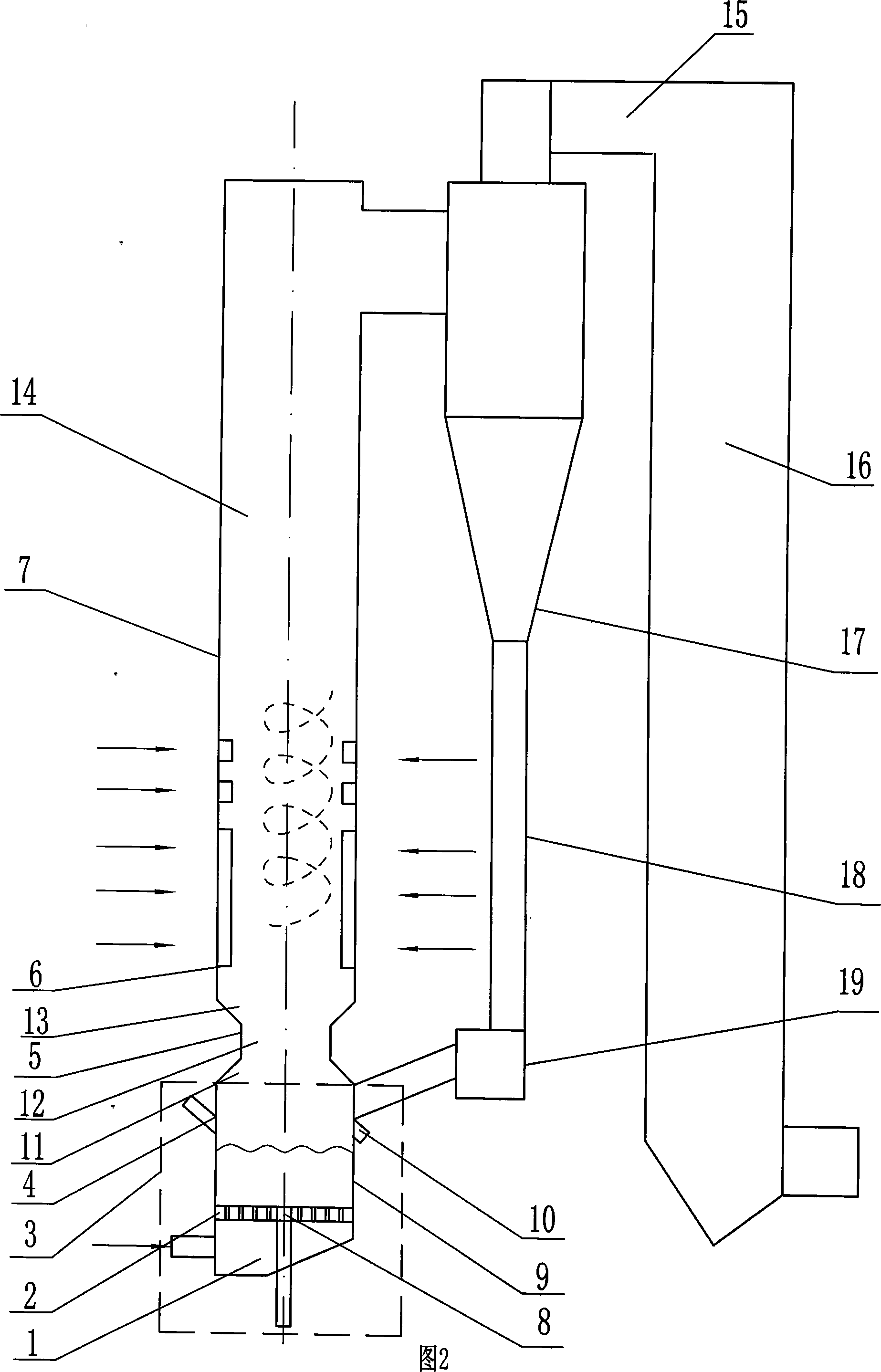 Fluidization-suspending two-stage type compound combustion device