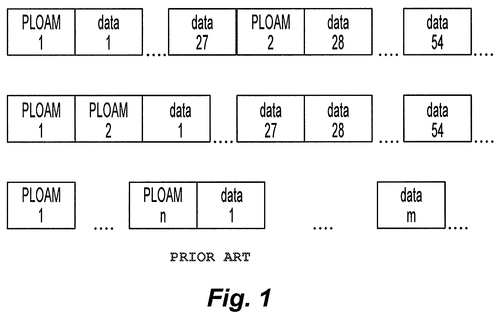 Point-to-multipoint telecommunication system with downstream frame structure