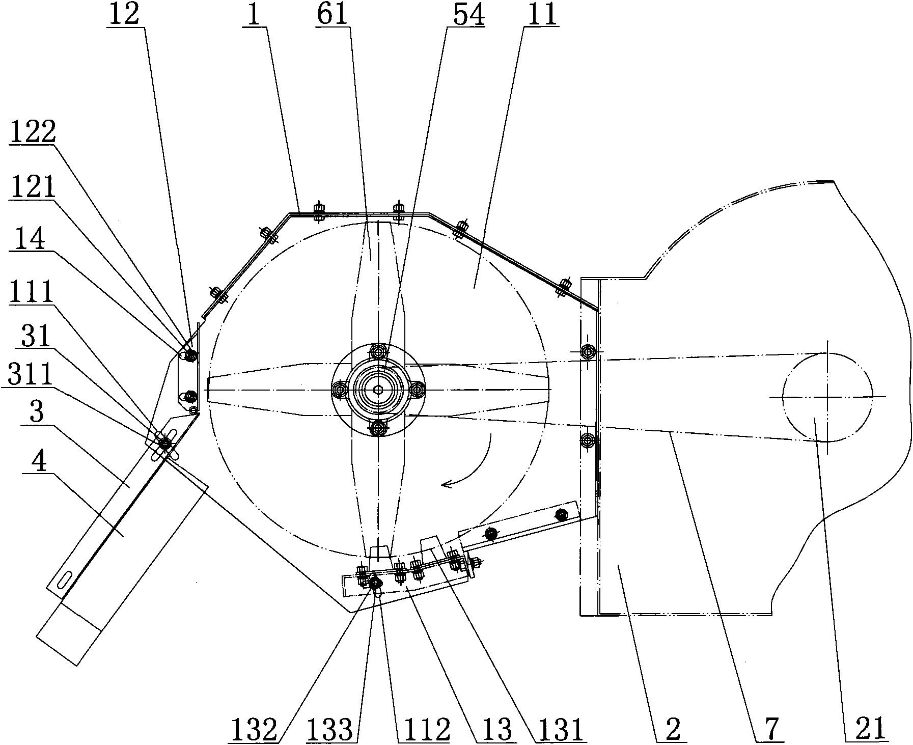 Straw chopping apparatus in combine harvester