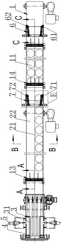 Buffer storage bottle conveying device for solid bottles in large bottle water production line