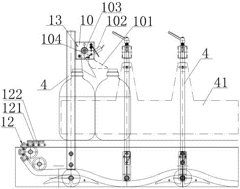 Buffer storage bottle conveying device for solid bottles in large bottle water production line