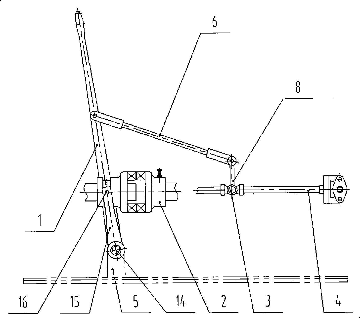 Wind power/manual linkage apparatus for discharge of railway freight transport hopper wagon