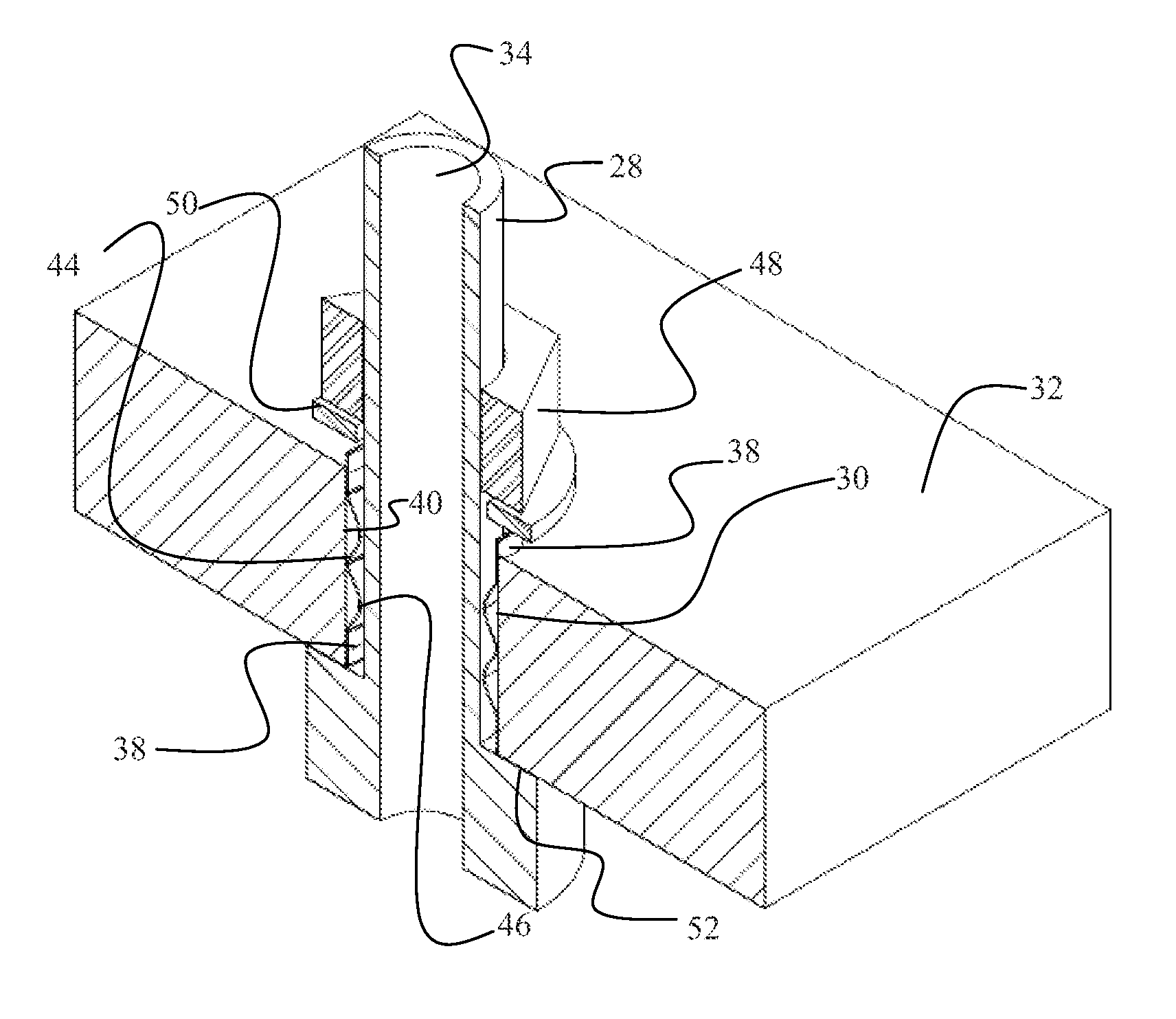 Electrically conductive bushing connection to structure for current path