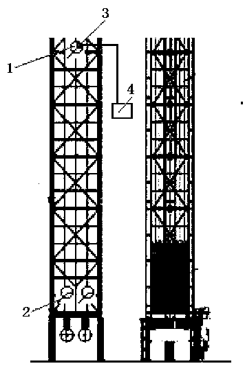 Cleaning device and optimized operation method for monitoring and cleaning the degree of dirt and corrosion inside the cooling triangular heat exchanger of the indirect air-cooled island