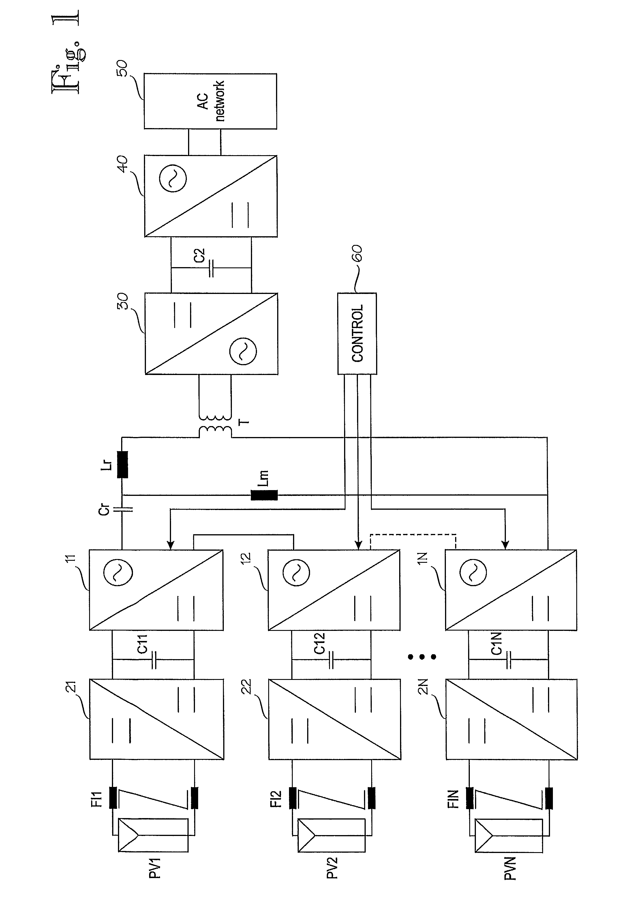 Method for controlling single-phase DC/AC converters and converter arrangement