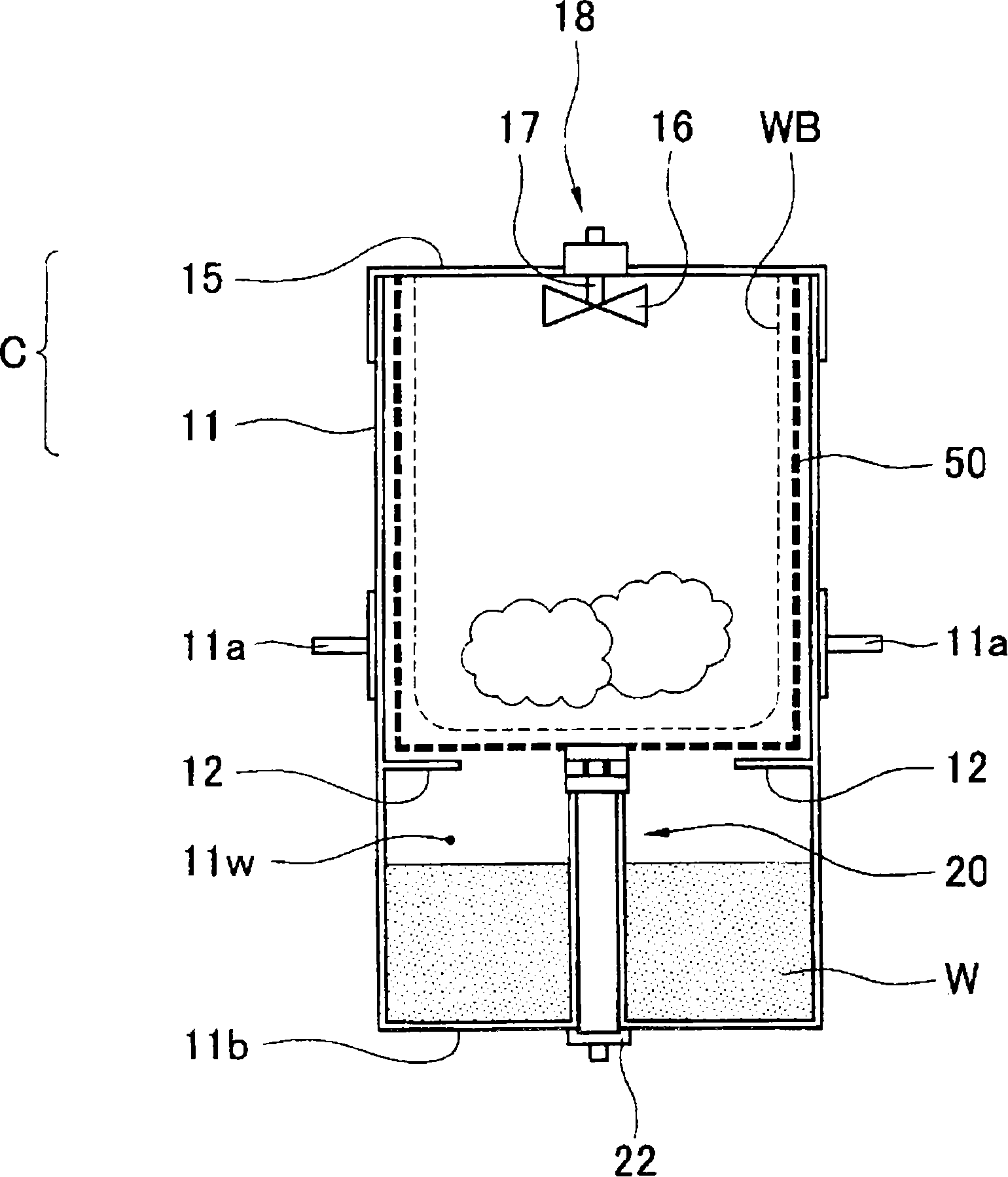 Garbage treatment device and container for garbage treatment