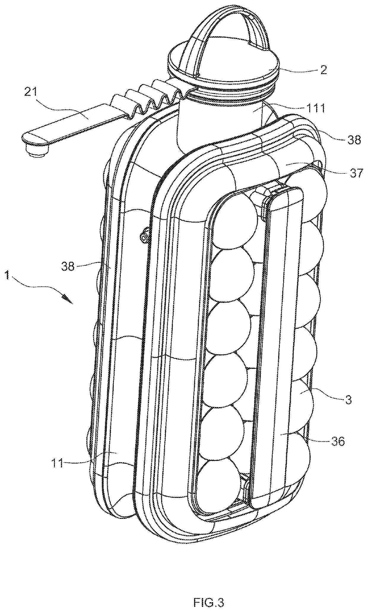 Bottle with an ice cube mould