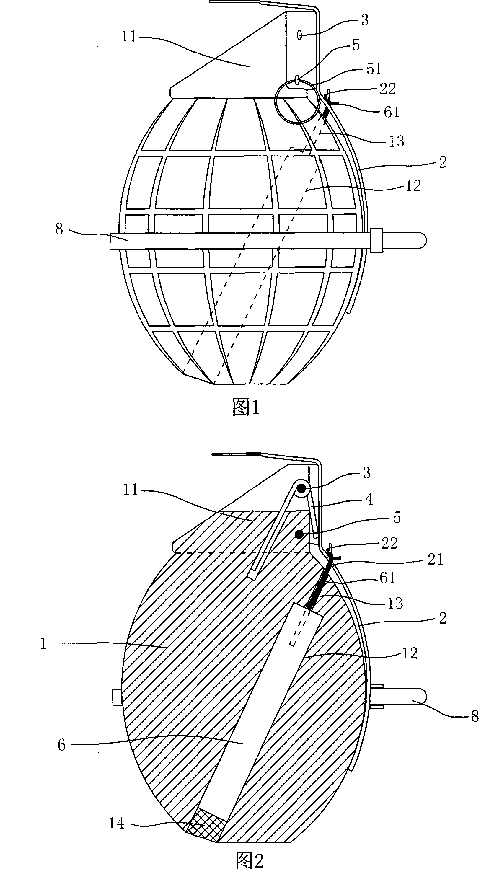 Steel ball free simulated antitank grenade for training