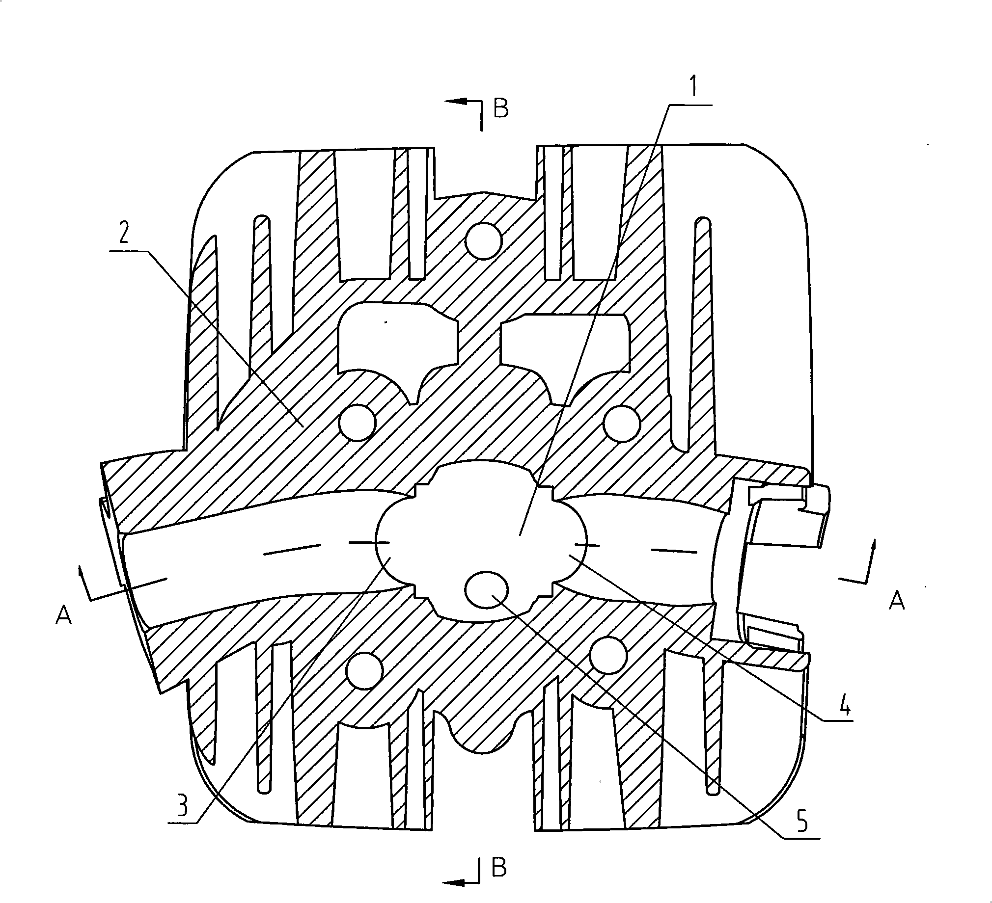 Engine cylinder lid burning compartment structure