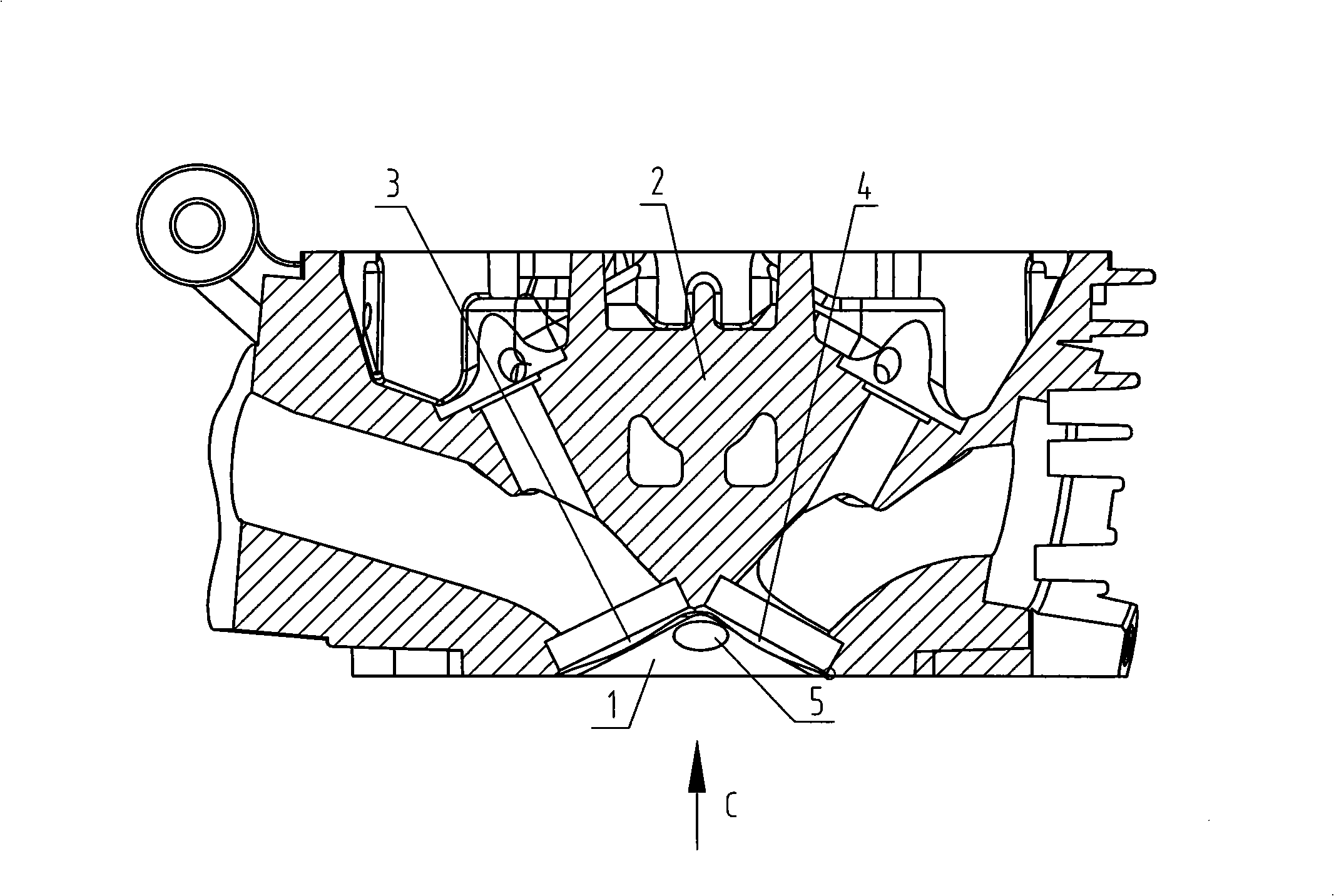 Engine cylinder lid burning compartment structure