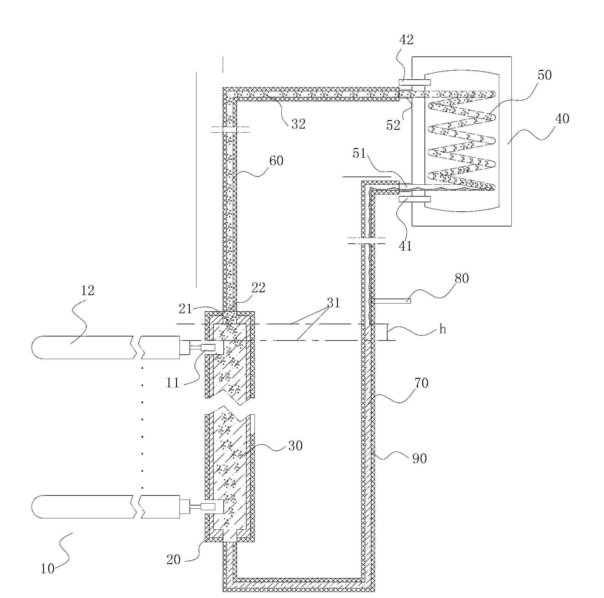 Heat transmission method and system for heat-pipe-type solar hot water system