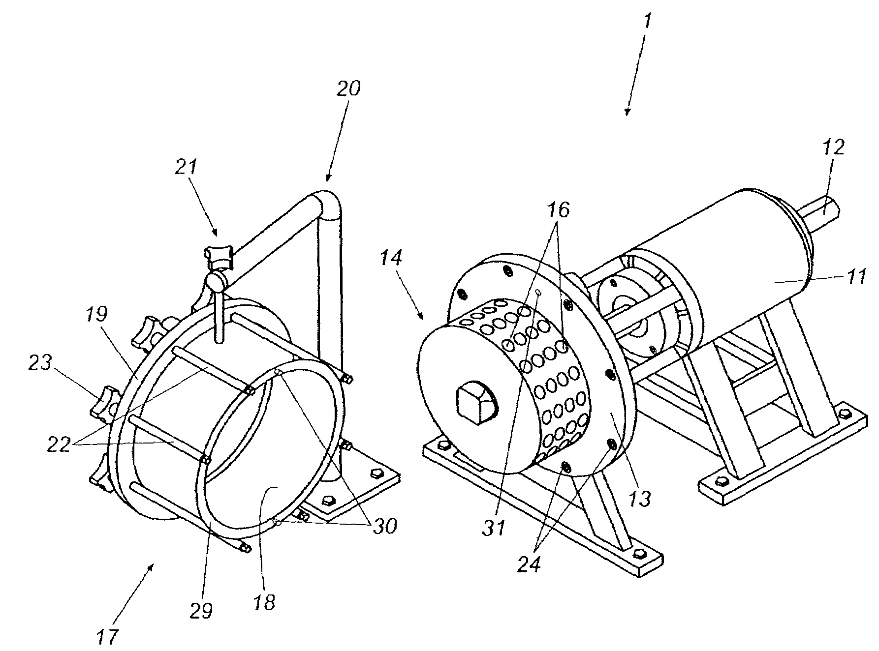 Controlled cavitation device with easy disassembly and cleaning