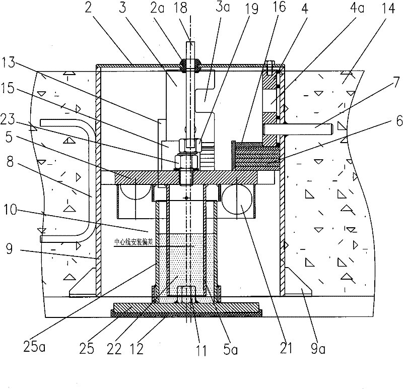 Vibration isolating support structure of damping spring floating track bed and installation method thereof