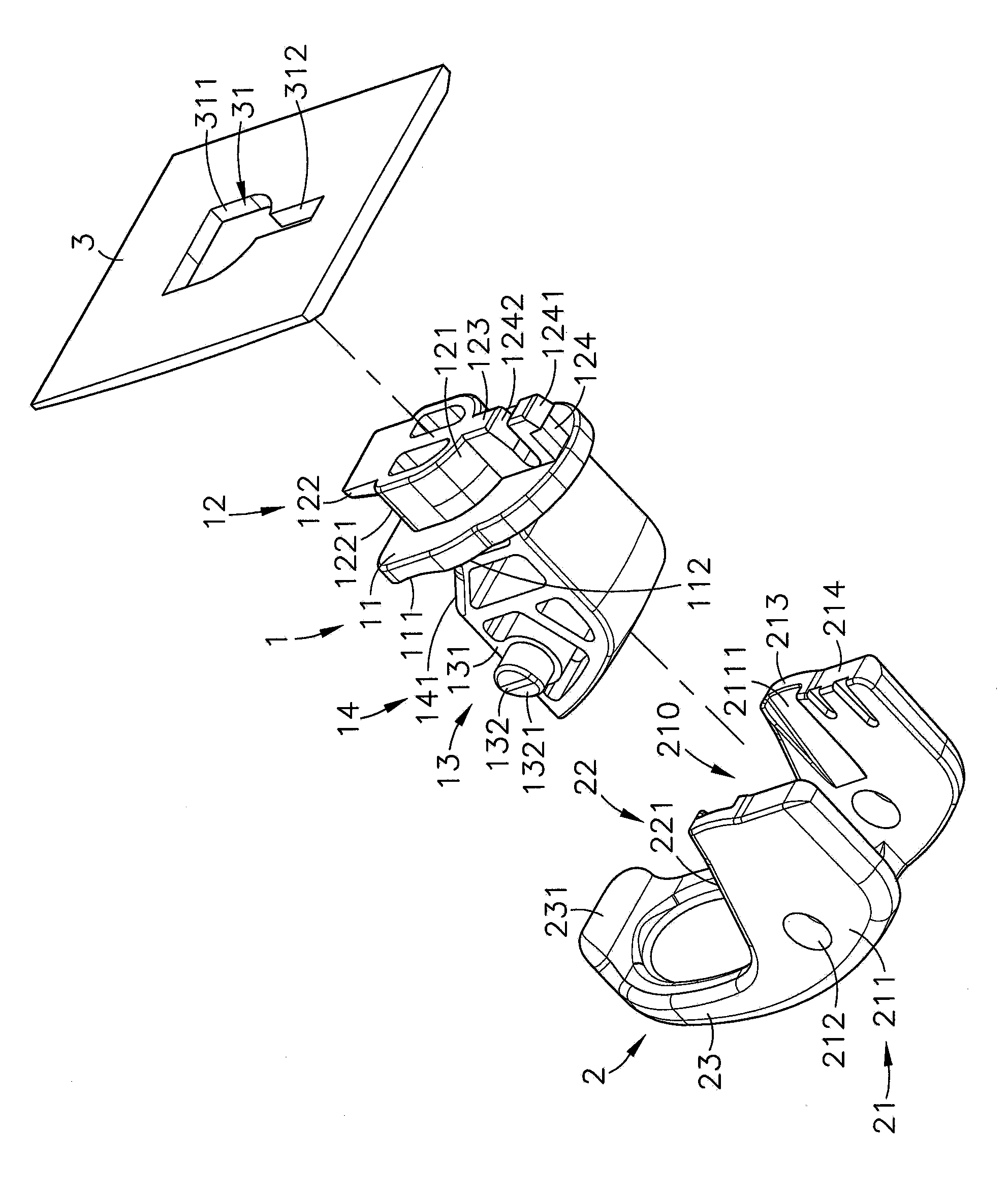 Gravity self-locking hook structure